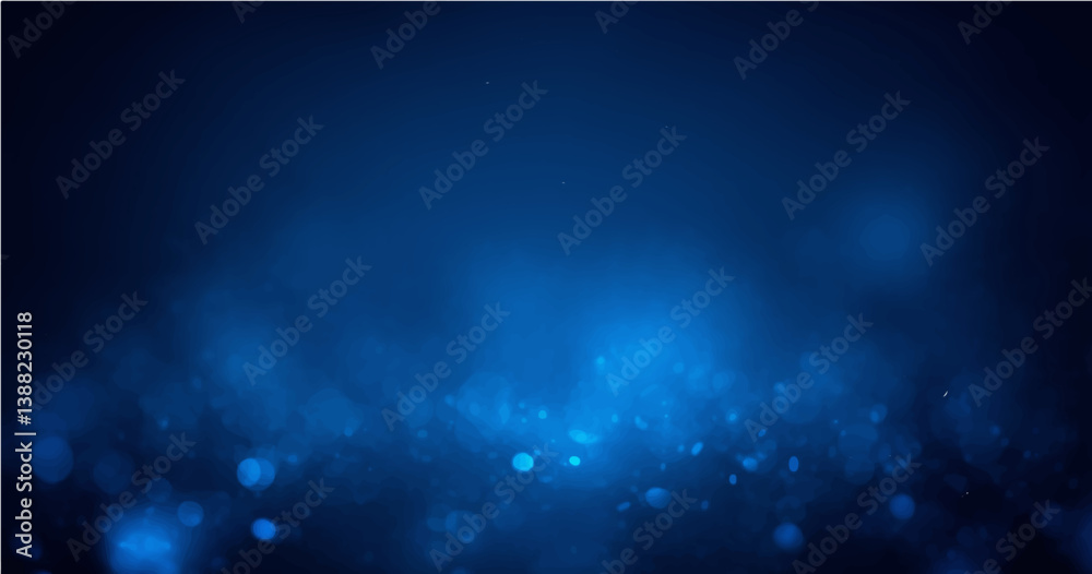 Wall mural blue glow particles with soft bokeh effect on dark abstract backgroun vector illustration.