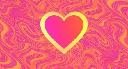 Liquid Love: Vibrant Pink & Orange Heart AI Generated