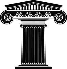 Greek Column Silhouette Vector