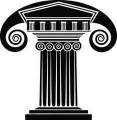 Greek Column Silhouette Vector