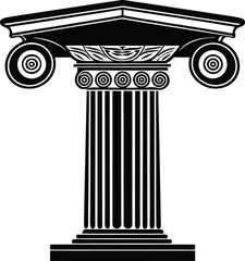 Greek Column Silhouette Vector