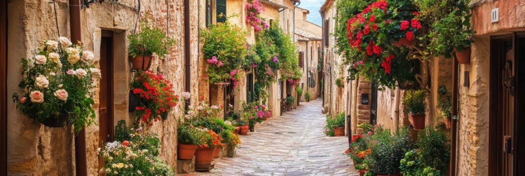 Charming Old Streets of Casperia: A Traditional Italian Village with Floral Beauty