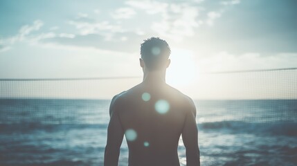 Man Contemplating Sunset at the Beach