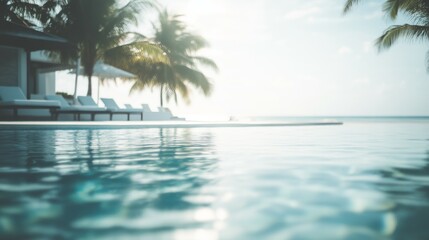Fototapeta premium Serene Poolside Oasis with Palm Trees