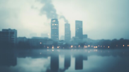 Fototapeta premium Misty Cityscape with Reflections