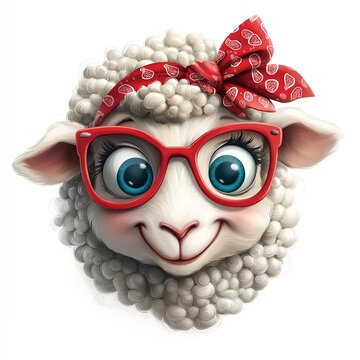 recommend clip art: Cute Cartoon Sheep with Glasses: Adorable Farm Animal Illustration and Funny Vector Artwork