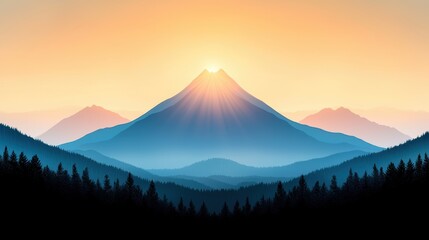 Fototapeta premium Inspiration Majestic mountain peak bathed in golden sunlight, inspiring a sense of adventure and wonder.