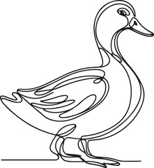 Duck Line Drawing Vector Art for Designers