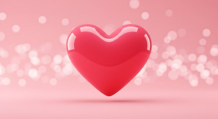 Glossy Heart: Pink Bokeh Romance AI Generated