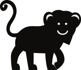 Cute Monkey Silhouette PNG Vector, Playful Jungle Animal Clipart PNG Vector, Black Simple Monkey Illustration PNG Vector, Stylized Primate Artwork PNG Vector, Transparent Wildlife Mascot PNG Vector