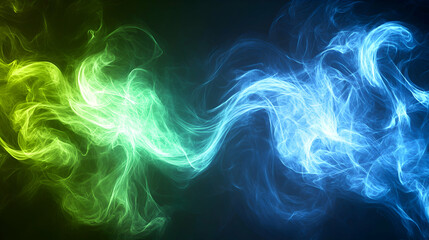 Obraz premium A dynamic, high-resolution wallpaper with soft curves in neon green and blue, transitioning smoothly into each other for a modern, sleek design