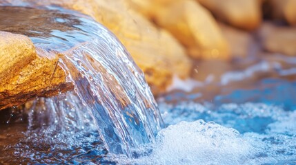 Stream Waterfall feeding into a fast moving stream, creating white foamy currents.