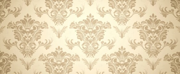 Elegant repeating floral patterns in cream and tan colors present nicely