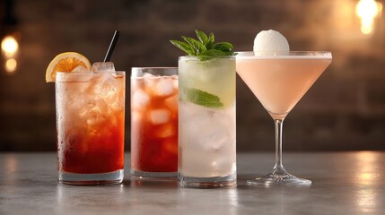 Refreshing summer drinks, iced cocktails, and beverages