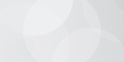 Fototapeta premium White geometric abstract background overlap layer on bright space with lines effect decoration. Modern graphic design element circles style concept for banner