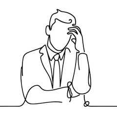 man with headache lien art