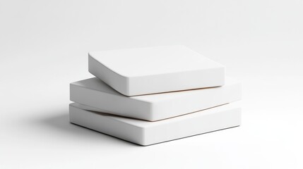 Naklejka premium Stacked white square objects