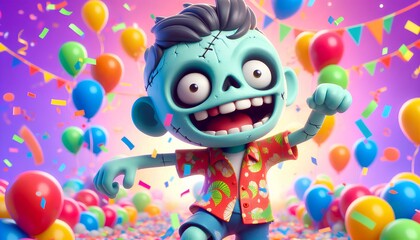 High-resolution 3D artwork of a zombie