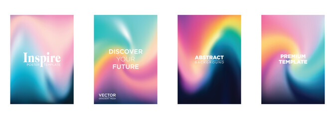 Vibrant Gradient Mesh Poster Templates Abstract Backgrounds, Premium Design