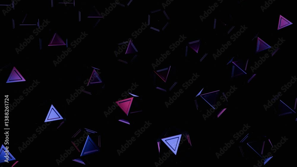 Wall mural abstract geometric shapes: a symphony of triangles and polygons in dark hues 4k loop