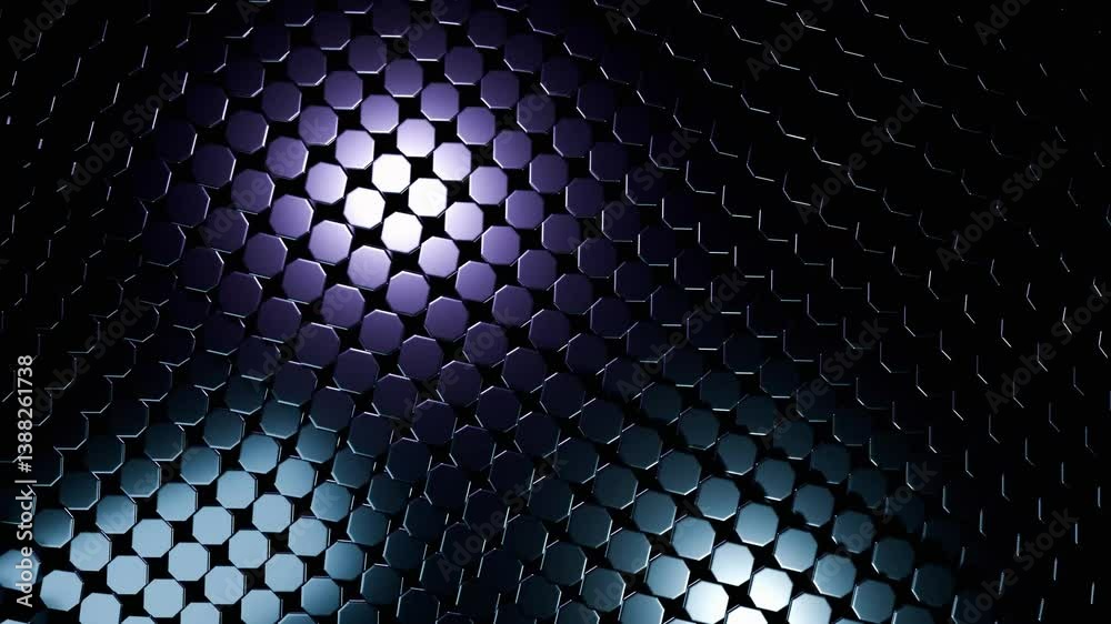 Canvas Prints abstract hexagon pattern: dark teal and purple hues 4k loop