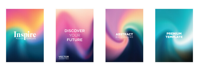Vibrant Gradient Mesh Poster Templates Abstract Backgrounds, Future Designs