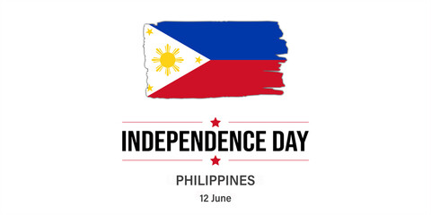 philippines independence day greeting with painted flag design, clean background for june 12 national celebration.