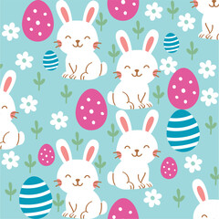 easter seamless pattern with rabbits