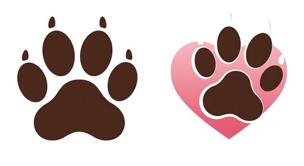 Fototapeta premium Paw Prints: Love & Loyalty, Simple Vector Art AI Generated
