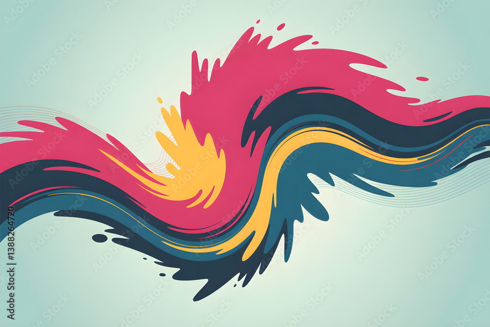 Poster colorful abstract wave design flowing with dynamic brushstrokes