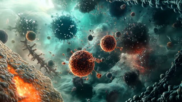 Engaging Dynamic Visualization of Viral Particles Set Within a Celestial Landscape and Environment Context