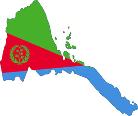 Eritrea flag on the map illustration vector with transparent
Eritrea Map with Flag Colors
Eritrea Country Map Flag Design