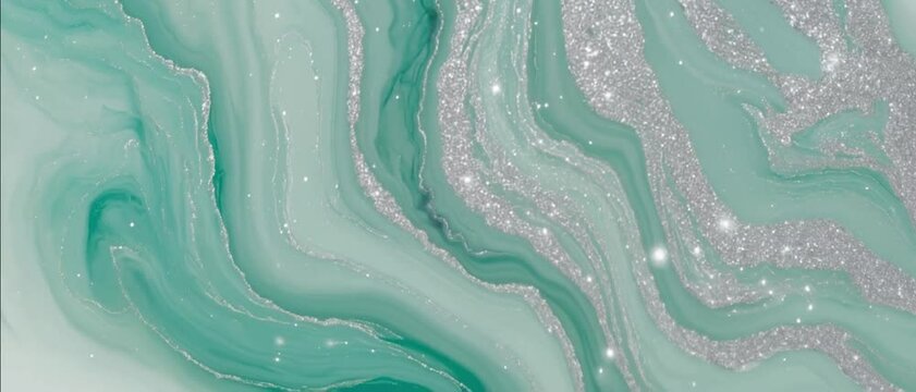 Smooth marble effect with glittery silver veins creates a dreamy motion background.