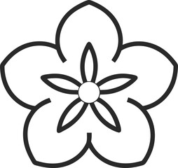 Cherry blossom outline icon, five petals, simple and stylish, white background 