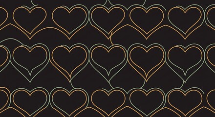 Intertwined Hearts: A Teal and Gold Line Art Pattern AI Generated