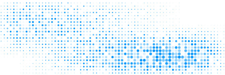 Vector abstract blue background frame of geometric shapes. Circular ornament. Pattern of dots, particles, molecules, fragments. Poster for technology, medicine, presentations, business