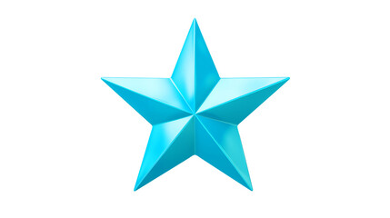 Obraz premium Realistic isolated glossy light blue star. Bright toy plastic design shiny 3d, vibrant color tones. Abstract cover illustration. Backdrop, banner. Holiday childish fun.
