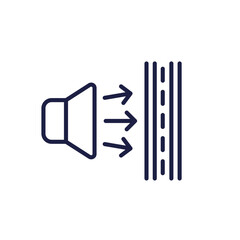 acoustic isolation line icon, soundproofing vector pictogram