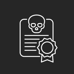 death certificate icon with a skull, line vector