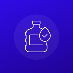 drinking water gallon icon with big bottle, line design