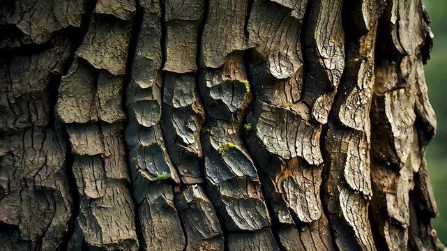Close-up of rugged textured tree bark surface showing natural wooden pattern