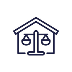 probate law line icon with house and scales