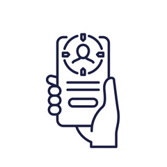 user centricity line icon with a phone