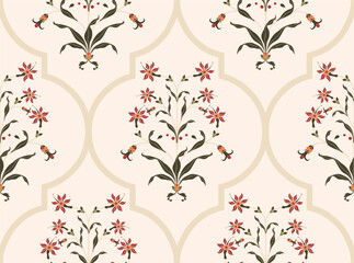 Hand drawn colourful geometric flowers, seamless patterns with floral for fabric, textiles, clothing, wrapping paper, backdrop, banner, illustration, abstract backgrounds.
