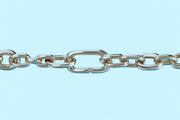 Obraz premium Metal chain link against light blue background