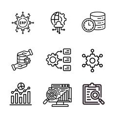 ERP solid icons collection. Enterprise Resource Planning, system, illustrator vector 