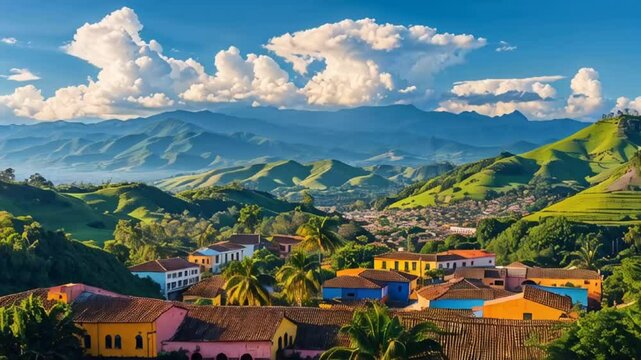 panorama of the beautiful city of Salento Colombia

