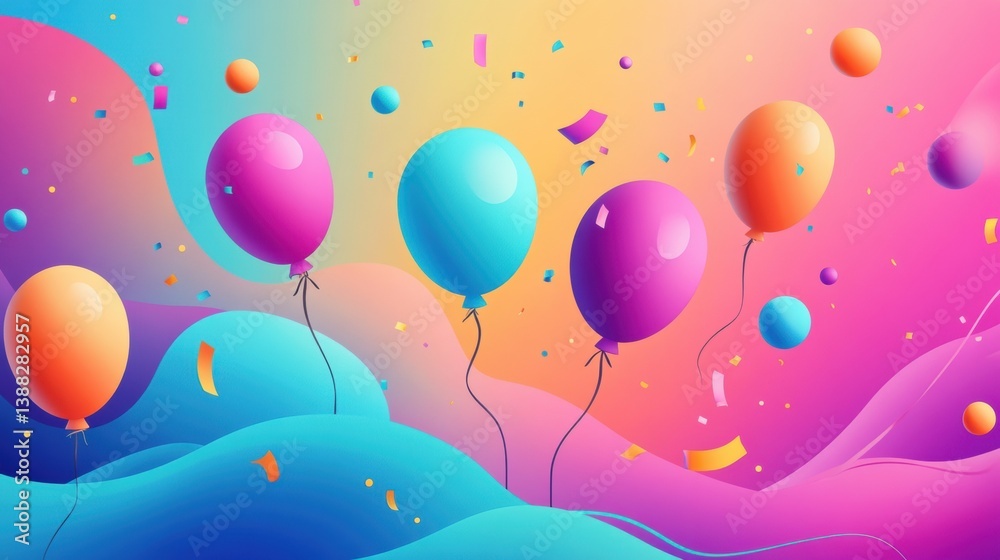 Poster celebrate with style using this vibrant modern party logo featuring abstract icons and minimal typog