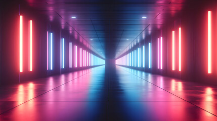 Fototapeta premium A high-resolution wallpaper featuring a mix of glowing neon lines and smooth gradient colors that transition from blue to pink, evoking a modern feel