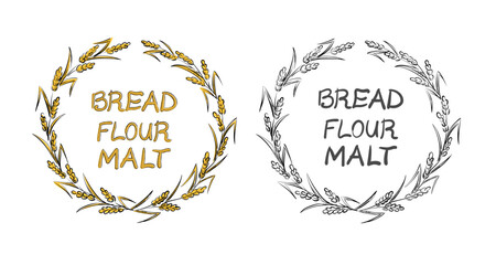 Wheaten Wreath Logo Bread Flour Malt Vector